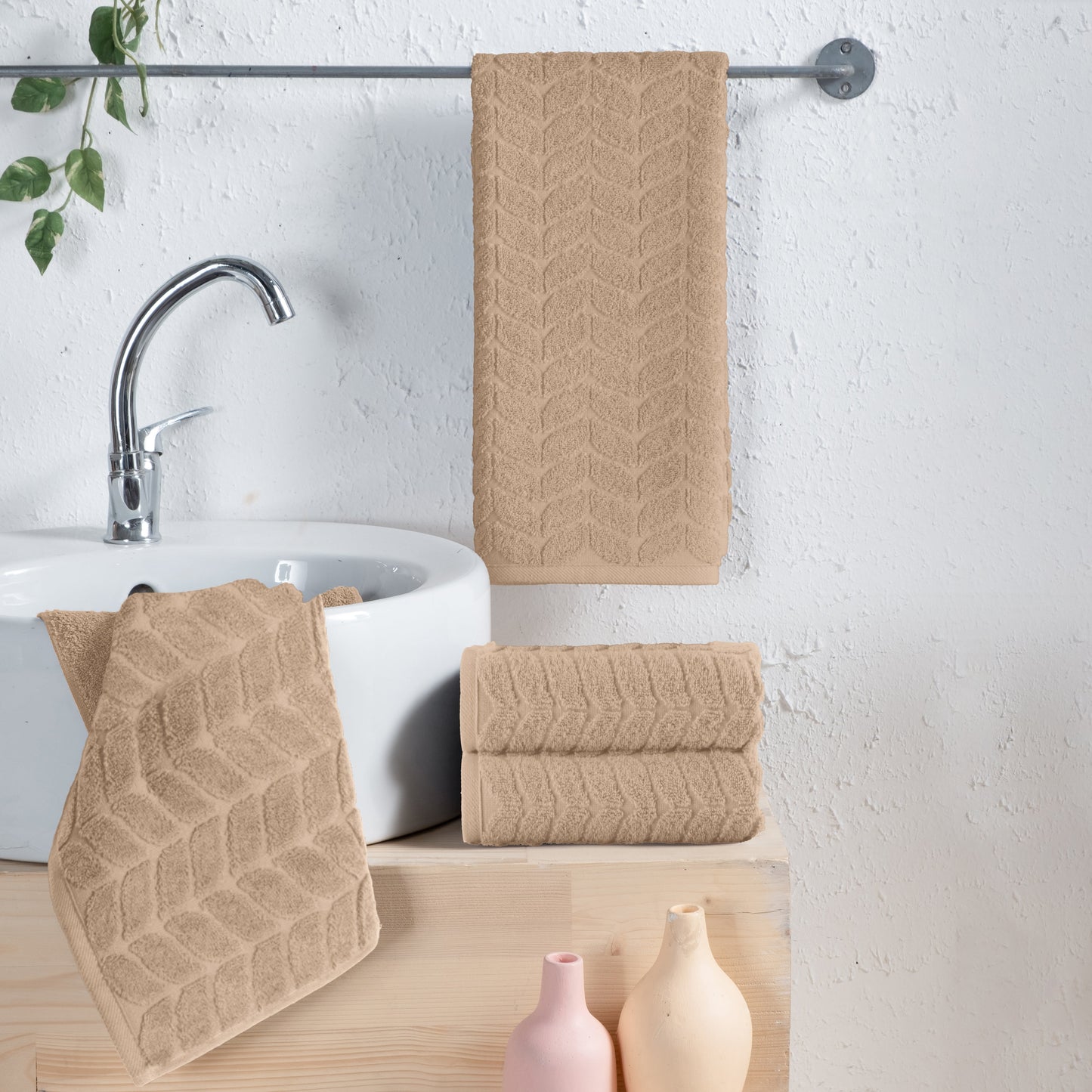 Mocassi 4-Pack Premium Turkish Cotton Braided Hand Towel Set, 16 x 28 inch