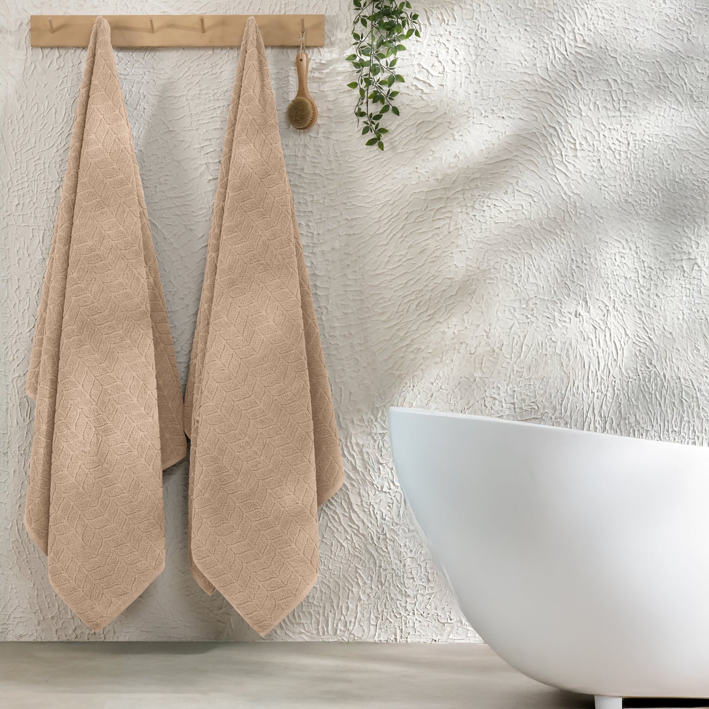 Mocassi 2-Pack Premium Turkish Cotton Braided Bath Towel Set, 27 x 54 inch
