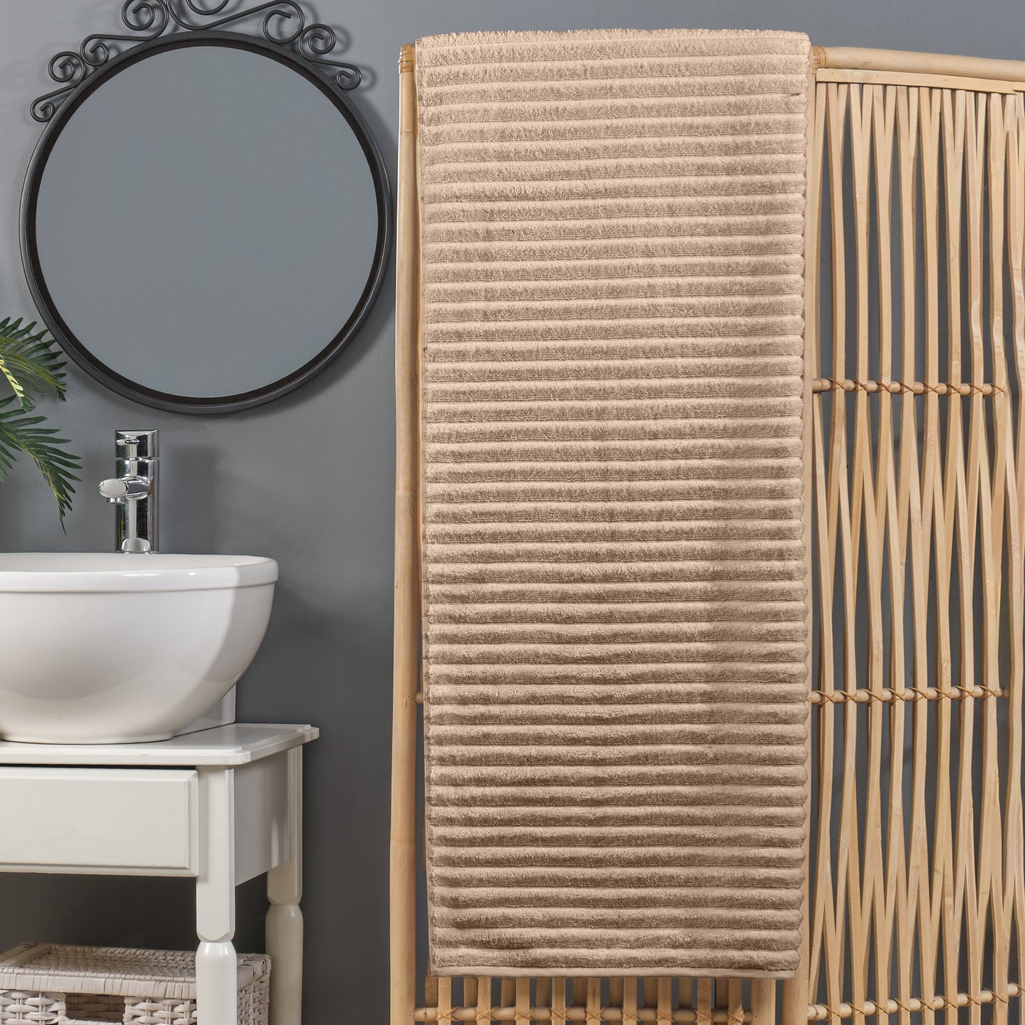 Mocassi 1-Piece Premium Turkish Cotton Corduroy Stripe Oversized Bath Sheet Towel 40 x 80 Inch