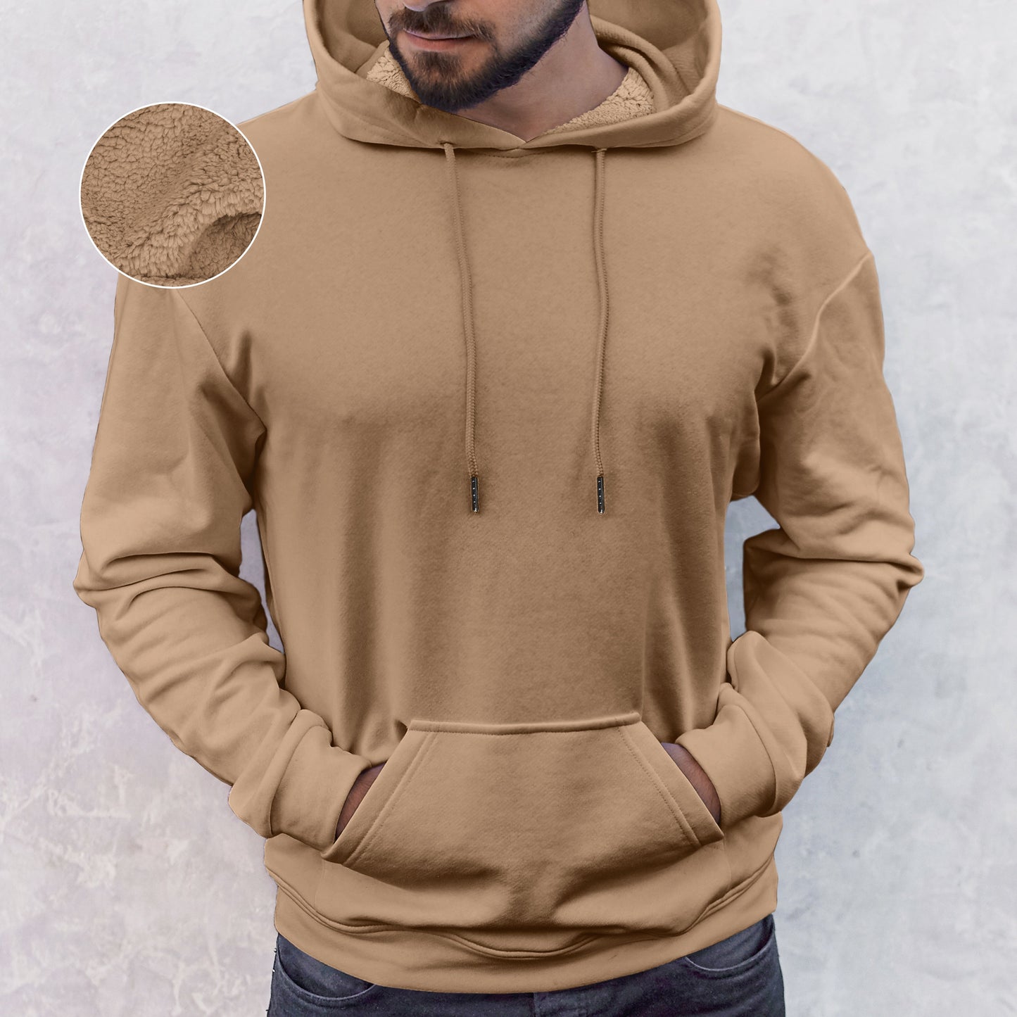 Mocassi Men Casual Sherpa-Lined Cotton Hoodie
