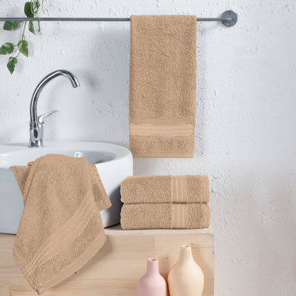Mocassi 4 Pack Premium Turkish Cotton Hand Towel Set, 16 x 28 inch