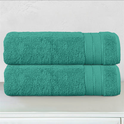 Mocassi 2-Piece Turkish Cotton Three Line Popcorn Bath Towel Set, 27 x 54 inch