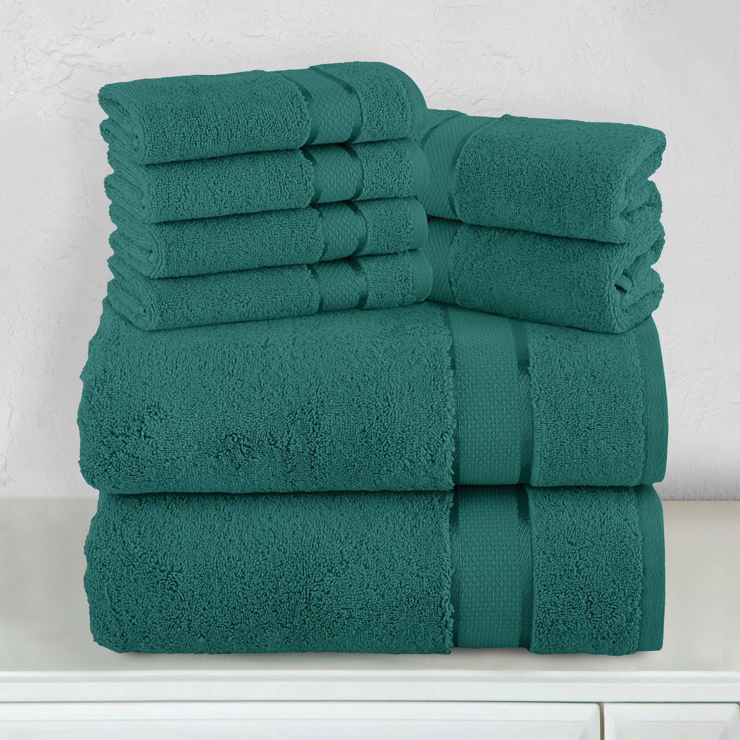 Mocassi 8-Piece Turkish Cotton Towel Set, 4 Washcloths, 2 Hand Towels and 2 Bath Towels