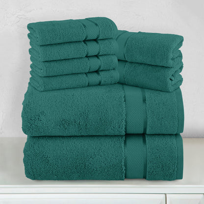 Mocassi 8-Piece Turkish Cotton Towel Set, 4 Washcloths, 2 Hand Towels and 2 Bath Towels