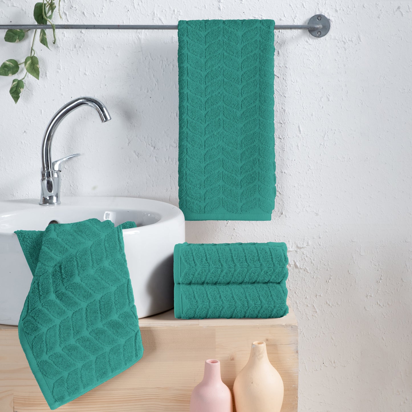 Mocassi 4-Pack Premium Turkish Cotton Braided Hand Towel Set, 16 x 28 inch