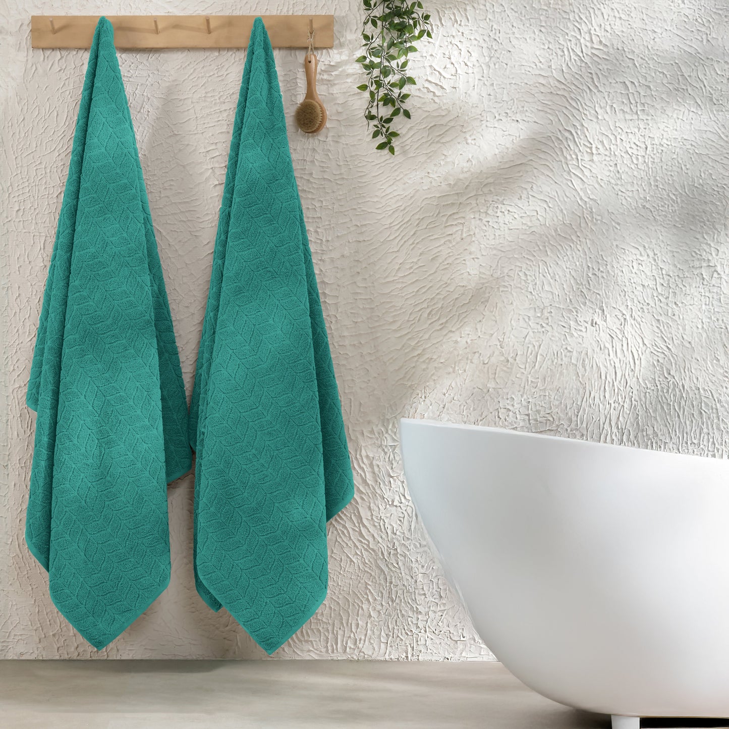 Mocassi 2-Pack Premium Turkish Cotton Braided Bath Towel Set, 27 x 54 inch
