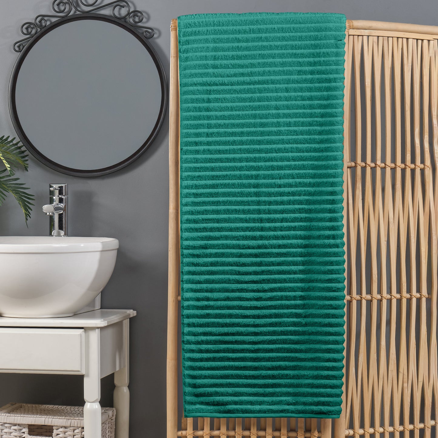 Mocassi 1-Piece Premium Turkish Cotton Corduroy Stripe Oversized Bath Sheet Towel 40 x 80 Inch