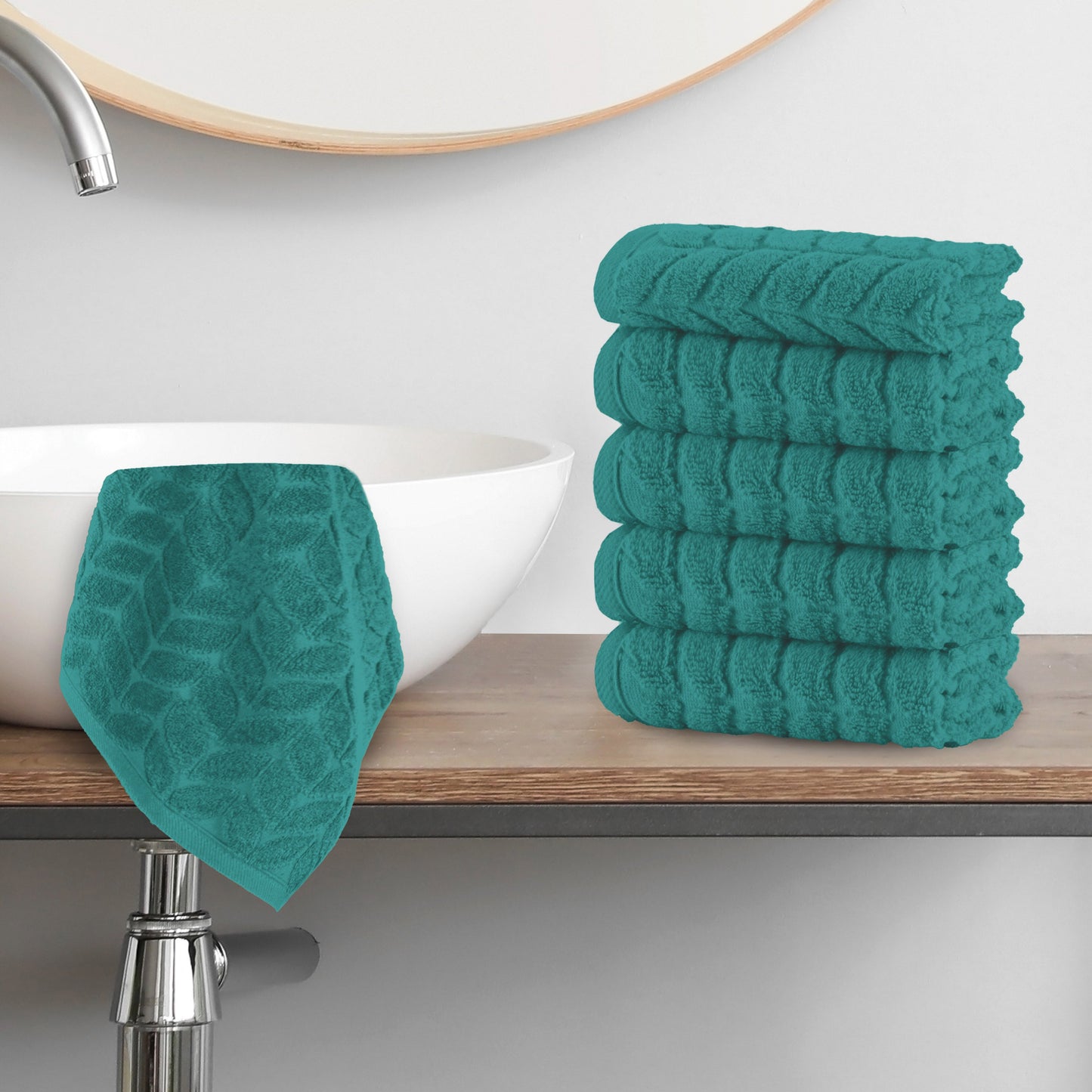 Mocassi 6-Pack Premium Turkish Cotton Braided Washcloths Set, 13 x 13 inch