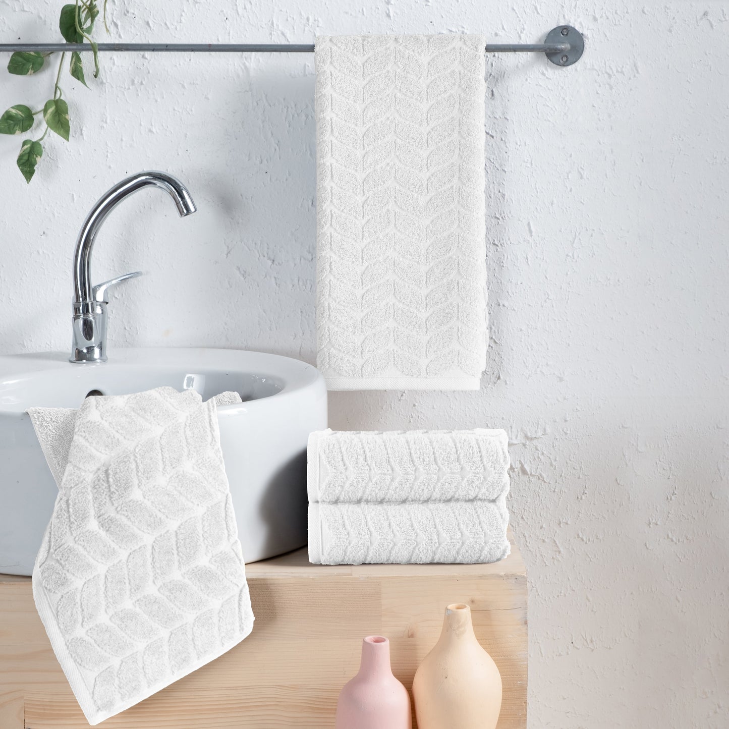 Mocassi 4-Pack Premium Turkish Cotton Braided Hand Towel Set, 16 x 28 inch