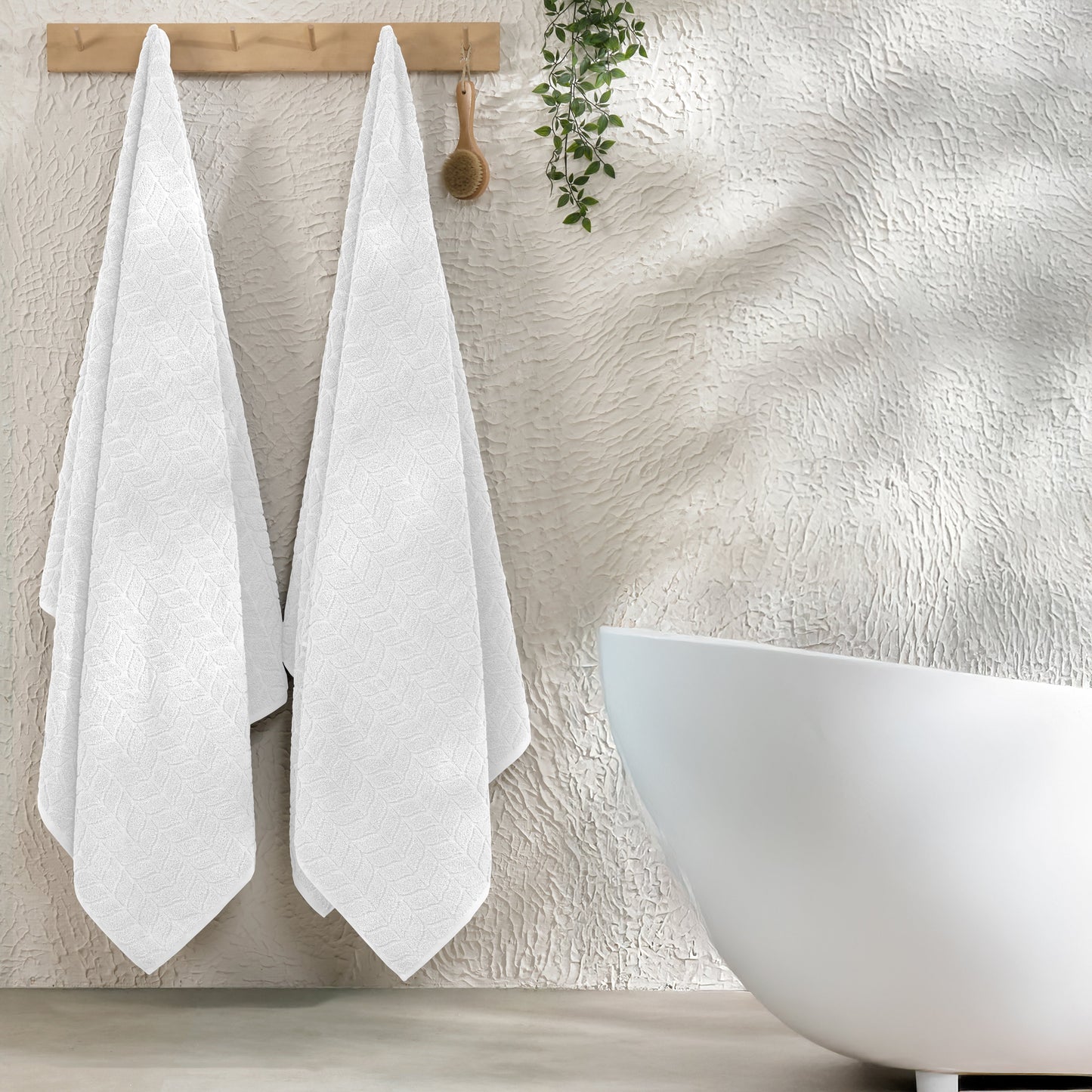 Mocassi 2-Pack Premium Turkish Cotton Braided Bath Towel Set, 27 x 54 inch