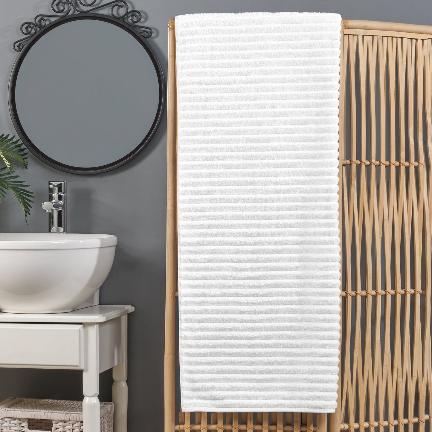 Mocassi 1-Piece Premium Turkish Cotton Corduroy Stripe Oversized Bath Sheet Towel 40 x 80 Inch