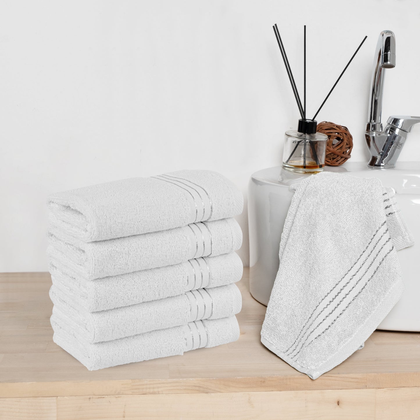 Mocassi 6 Pack Premium Turkish Cotton Washcloths Set, 13 x 13 inch