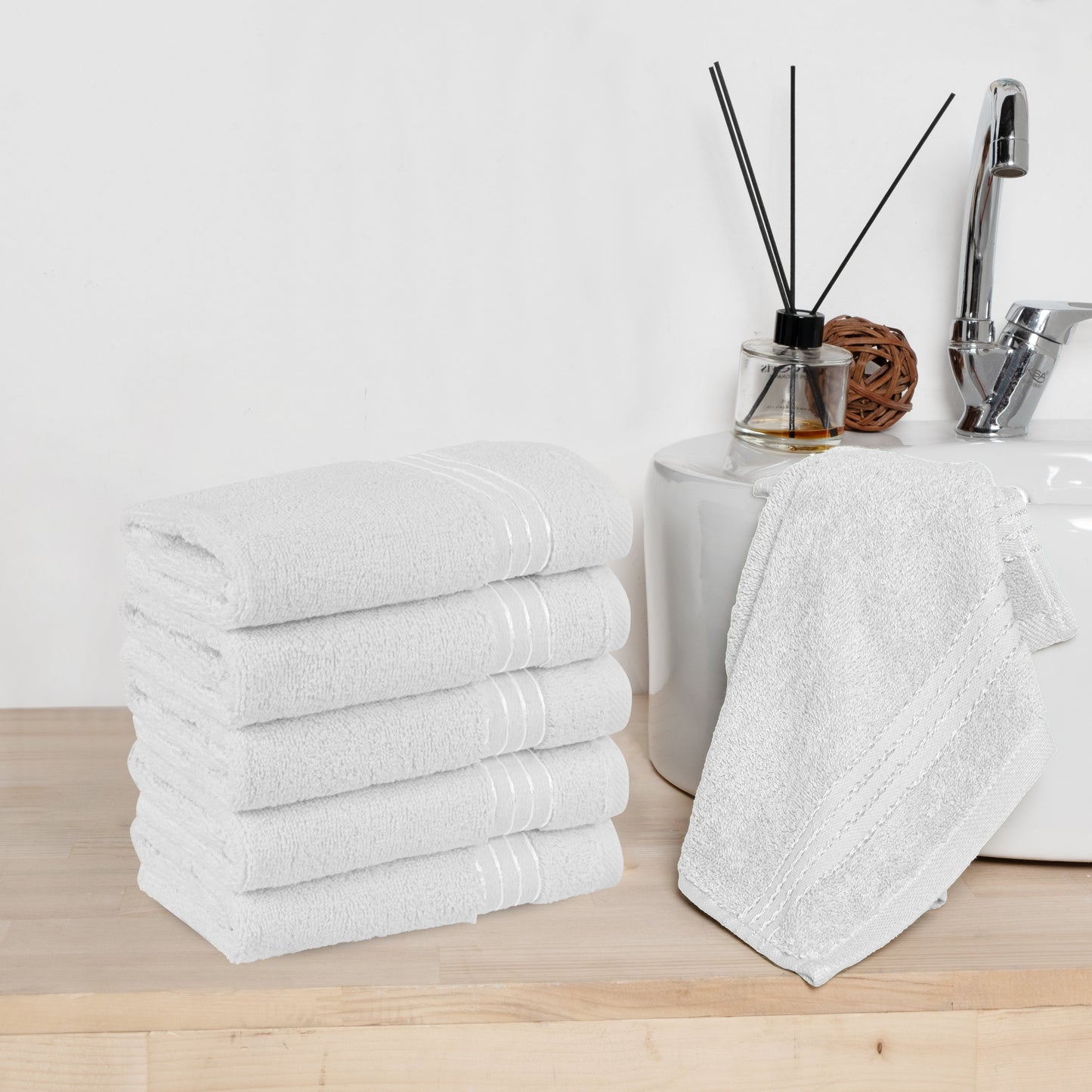 Mocassi 6 Pack Premium Turkish Cotton Washcloths Set, 13 x 13 inch