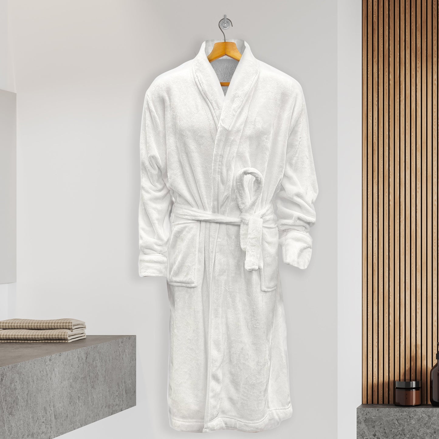 Mocassi Men Shawl Collar Velvet Fleece Long Bathrobe