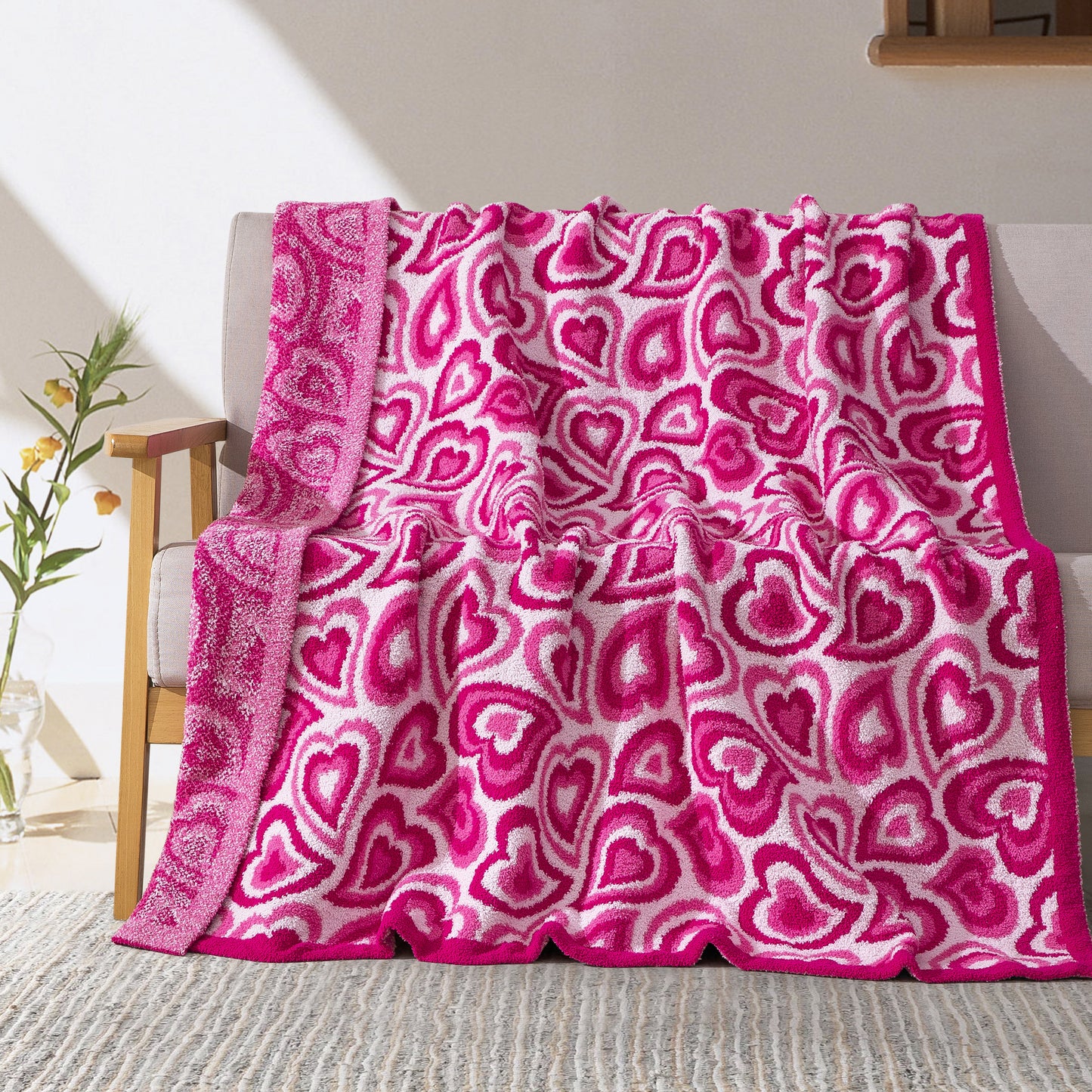 Mocassi 50" x 70"  Ultra Soft Checkered Knitted Throw Blanket