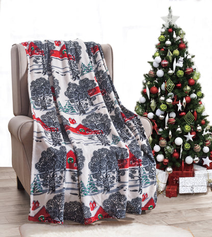 Mocassi Holiday Throw - Velvet Touch Printed Fleece  50 x 60inch.