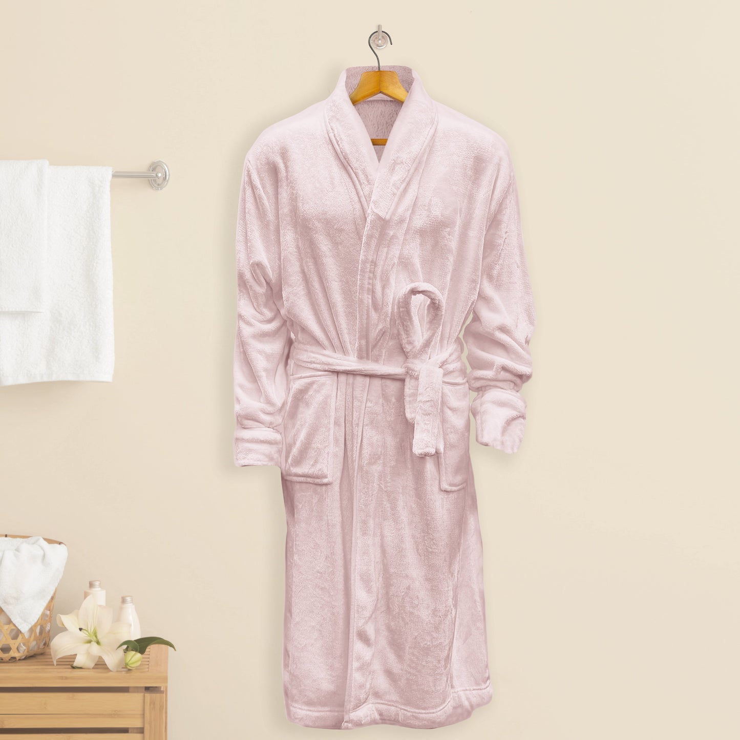 Mocassi Women Shawl Collar Velvet Fleece Long Bathrobe