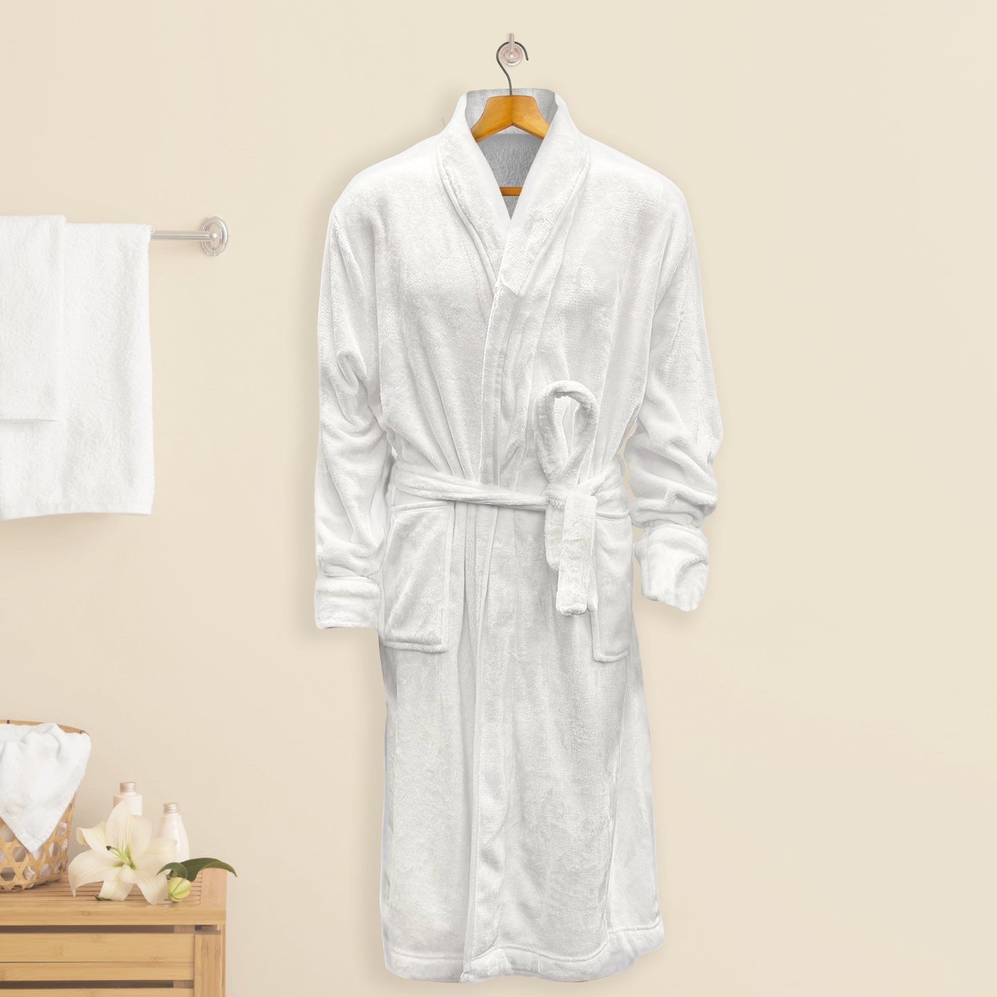 Mocassi Women Shawl Collar Velvet Fleece Long Bathrobe