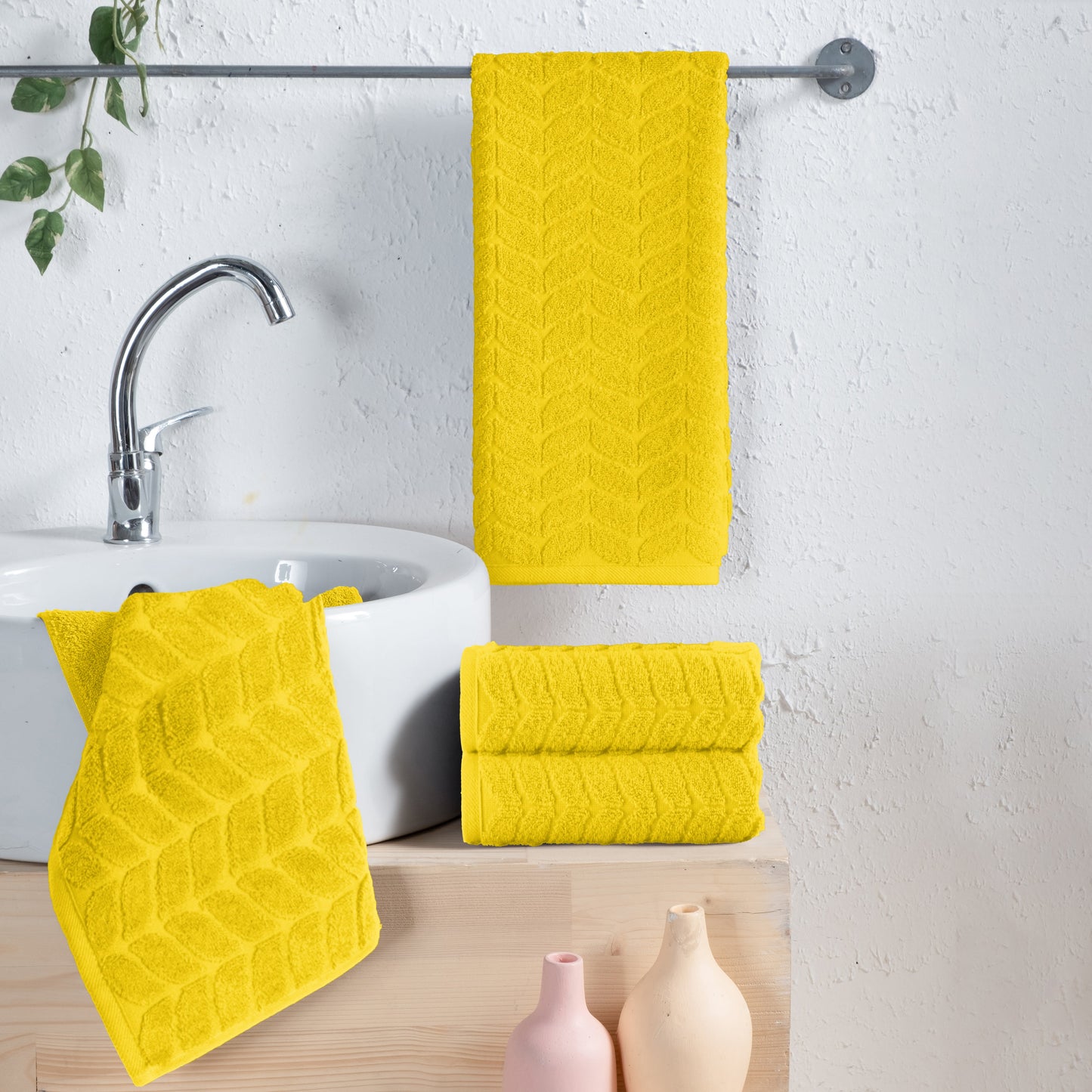 Mocassi 4-Pack Premium Turkish Cotton Braided Hand Towel Set, 16 x 28 inch