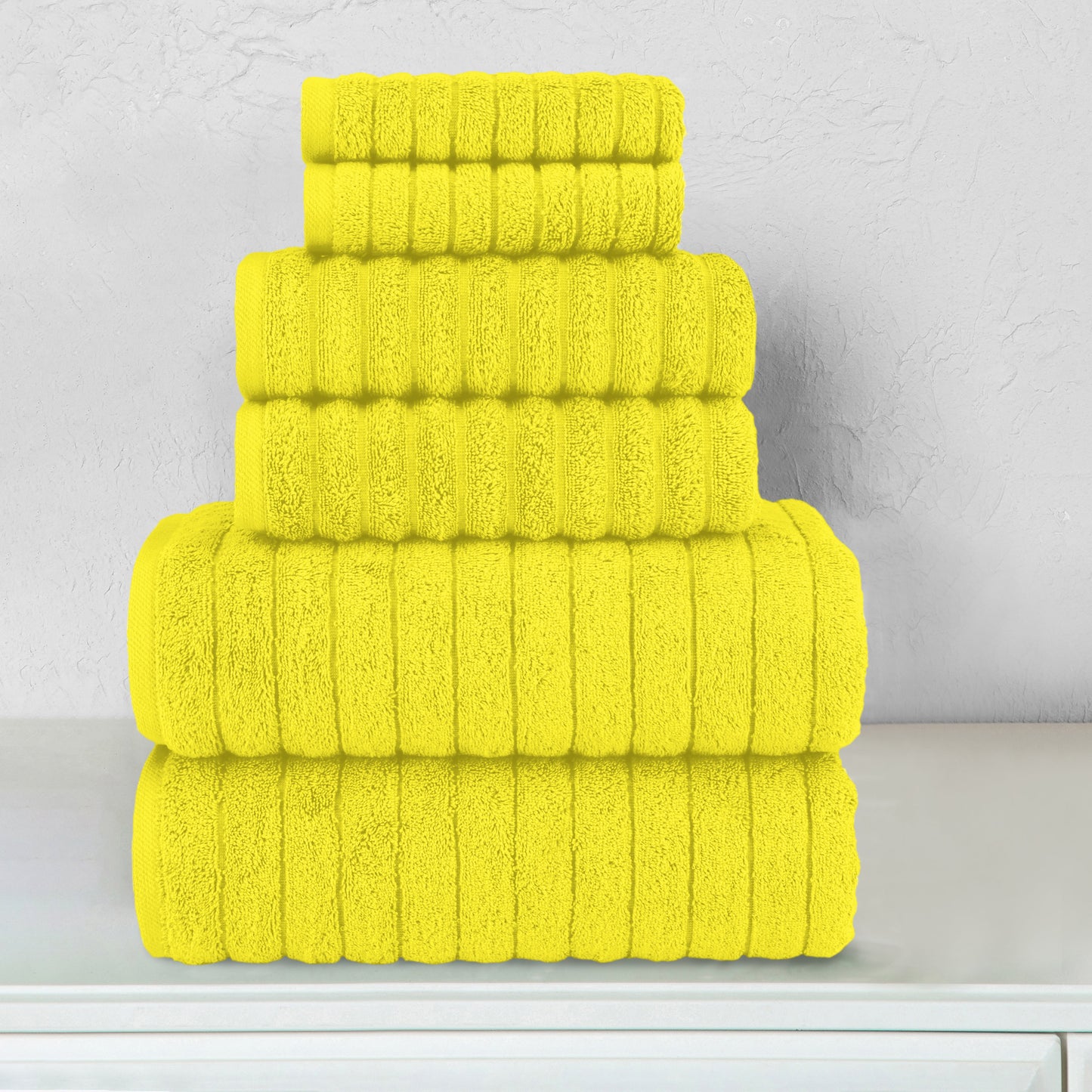 Mocassi 6-Piece Turkish Cotton Corduroy Towel Set, 2 Washcloths, 2 Hand Towels and 2 Bath Towels