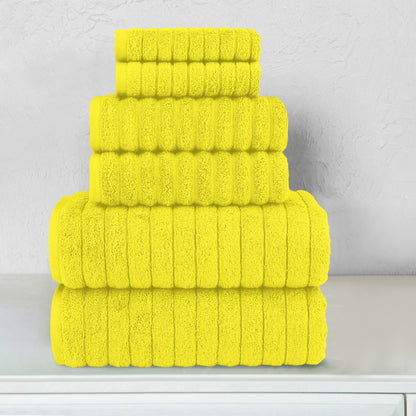 Mocassi 6-Piece Turkish Cotton Corduroy Towel Set, 2 Washcloths, 2 Hand Towels and 2 Bath Towels