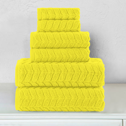 Mocassi 6-Piece Turkish Cotton Braided Towel Set, 2 Washcloths, 2 Hand Towels and 2 Bath Towels