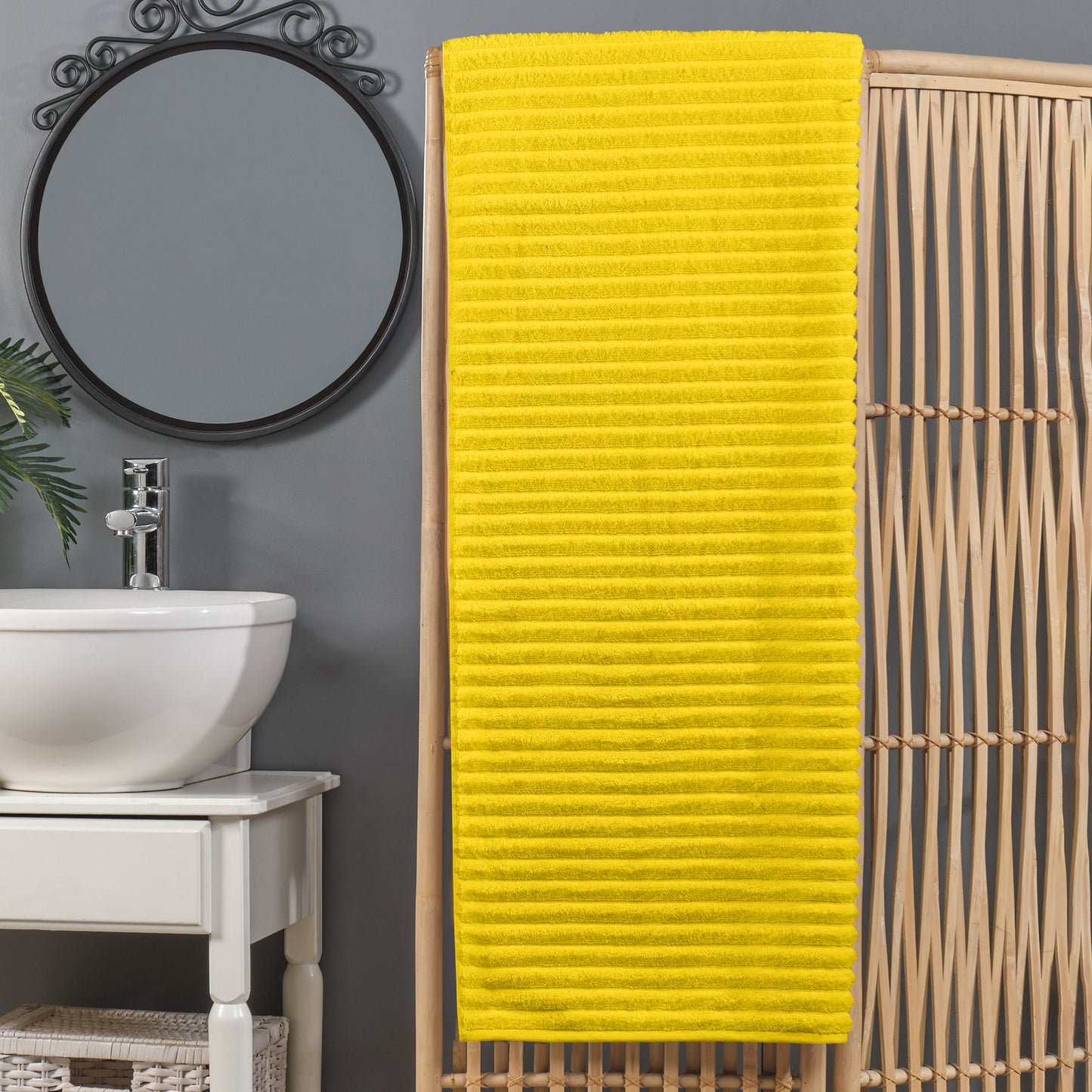 Mocassi 1-Piece Premium Turkish Cotton Corduroy Stripe Oversized Bath Sheet Towel 40 x 80 Inch