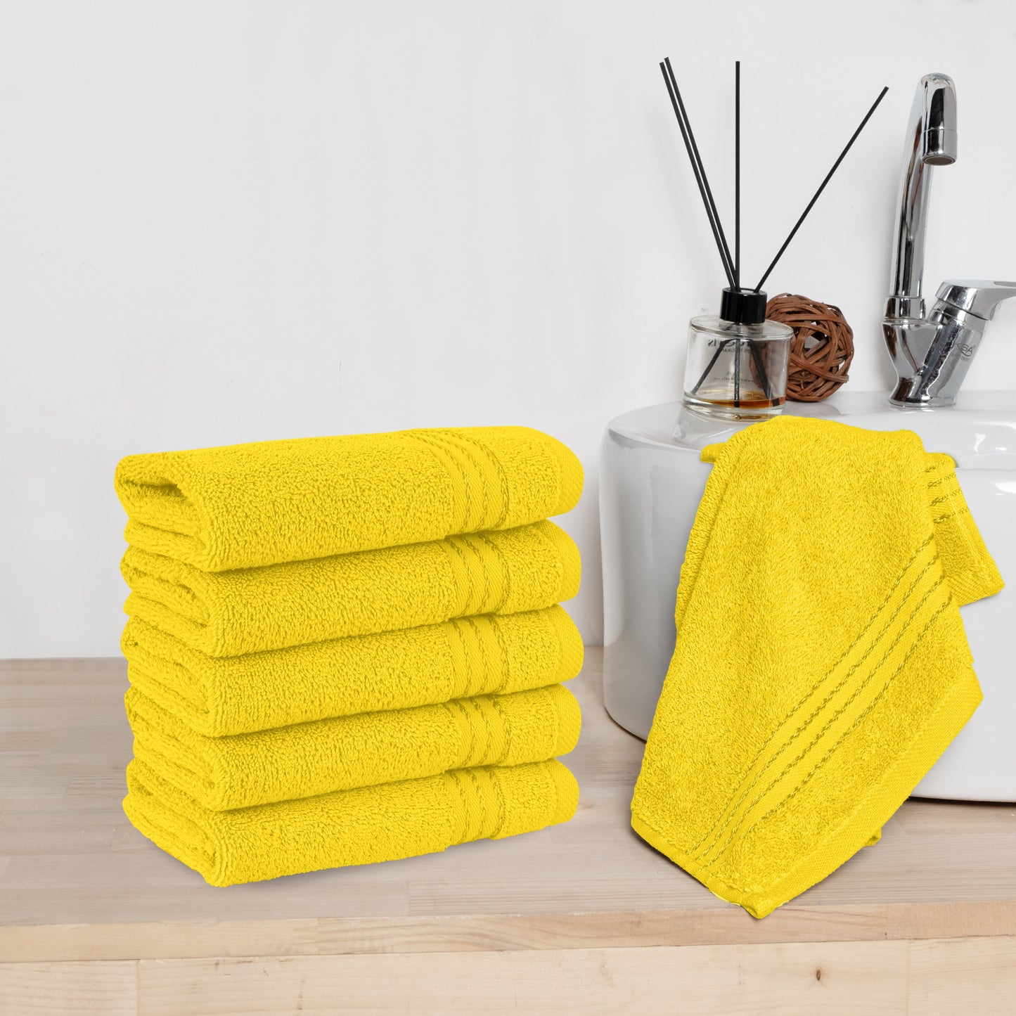 Mocassi 6 Pack Premium Turkish Cotton Washcloths Set, 13 x 13 inch