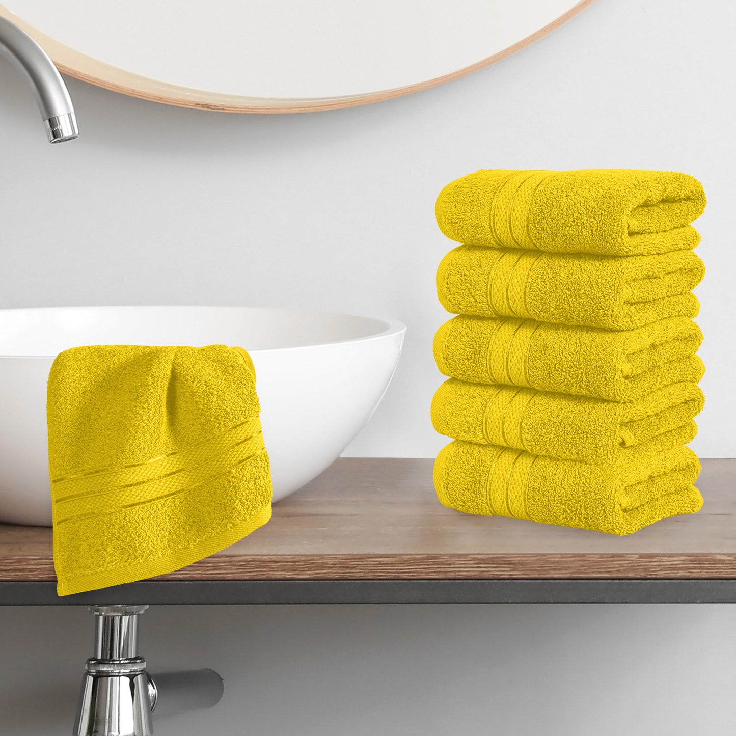 Mocassi 6-Pack Premium Turkish Cotton Three Line Popcorn Washcloths Set, 13 x 13 inch