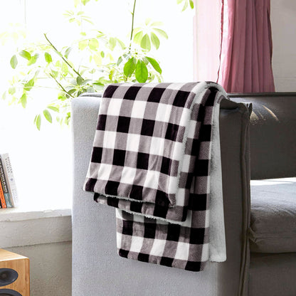 Mocassi Buffalo Plaid Flannel Fleece Sherpa Throw Blanket