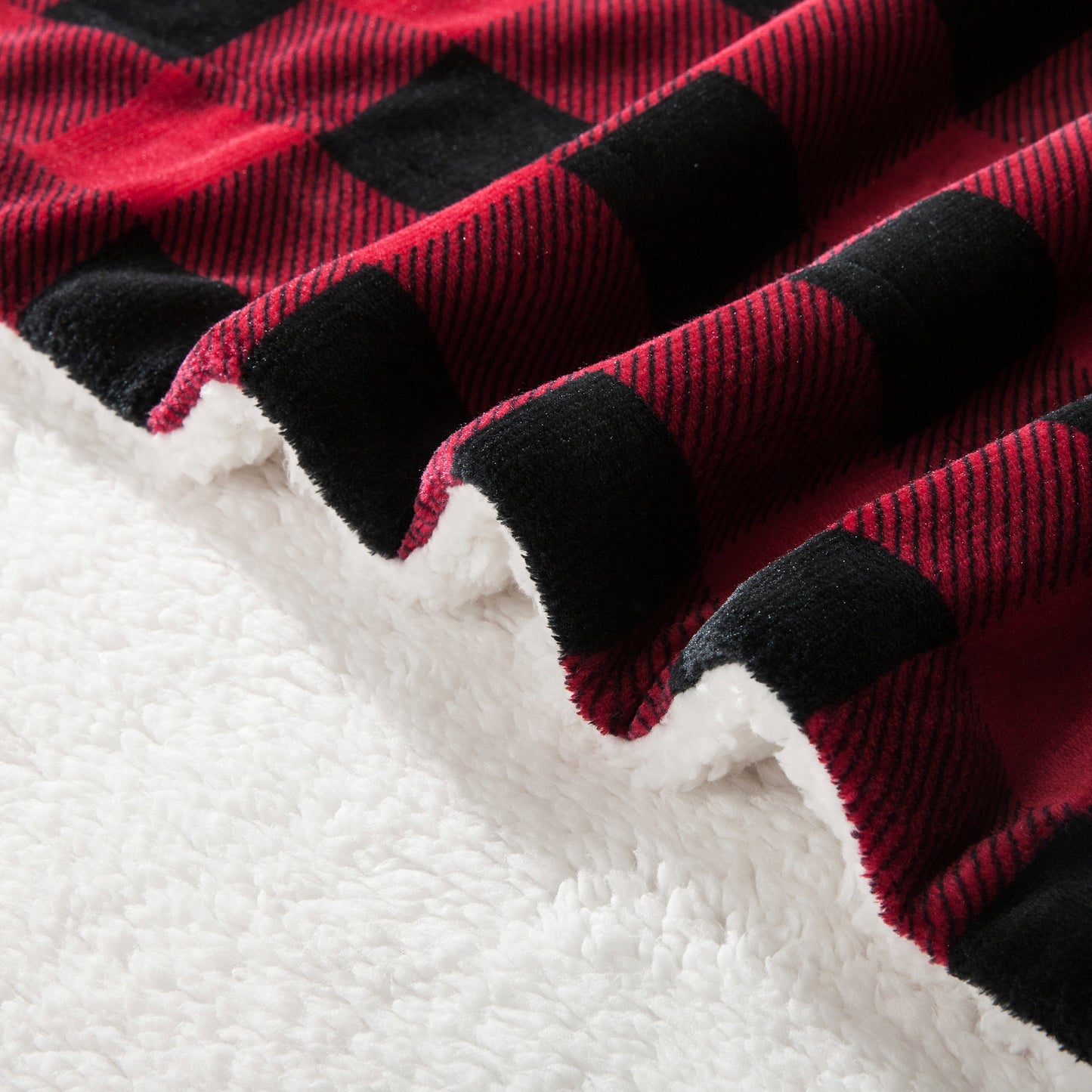 Mocassi Buffalo Plaid Flannel Fleece Sherpa Throw Blanket