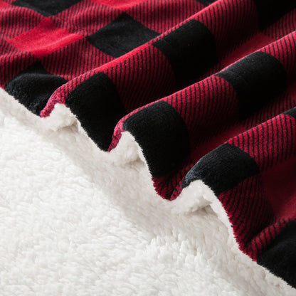 Mocassi Buffalo Plaid Flannel Fleece Sherpa Throw Blanket