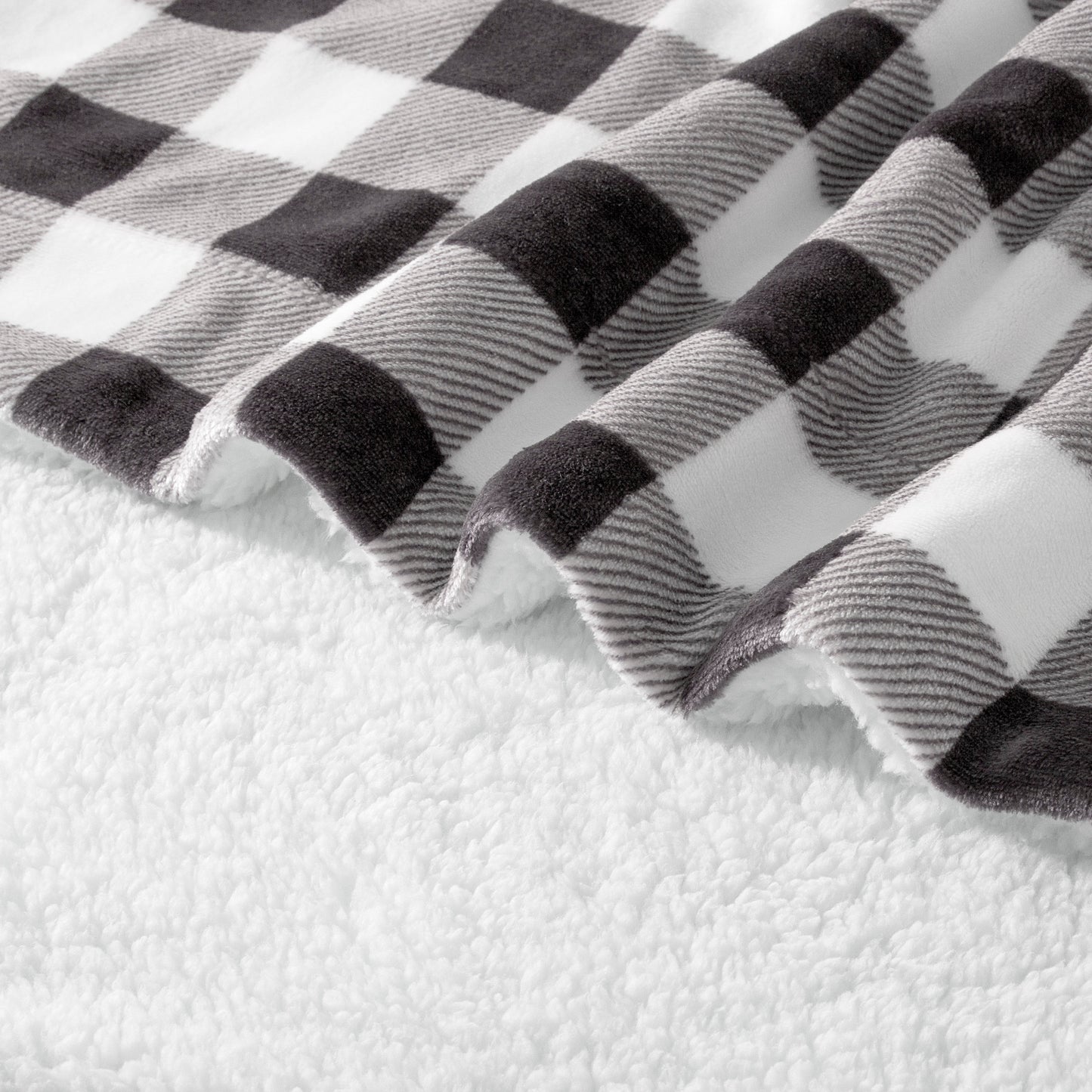 Mocassi Buffalo Plaid Flannel Fleece Sherpa Throw Blanket