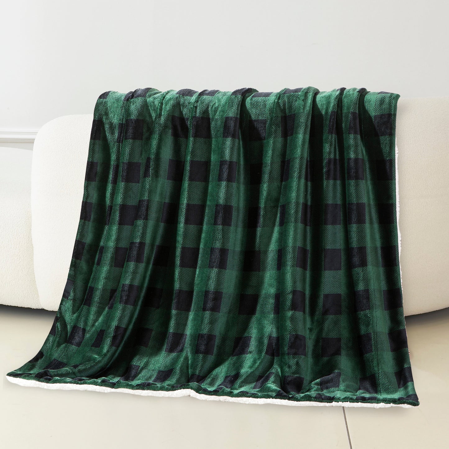 Mocassi Buffalo Plaid Flannel Fleece Sherpa Throw Blanket