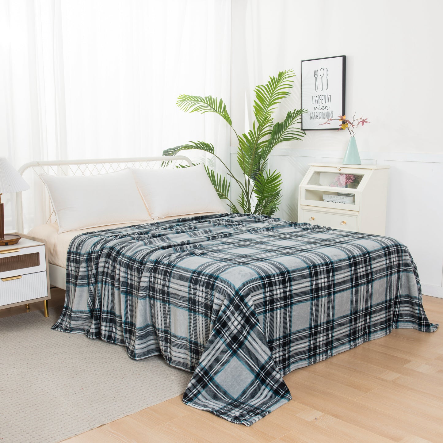 Mocassi Plaid Printed Velvet Plush Fleece Blanket Plaid Design