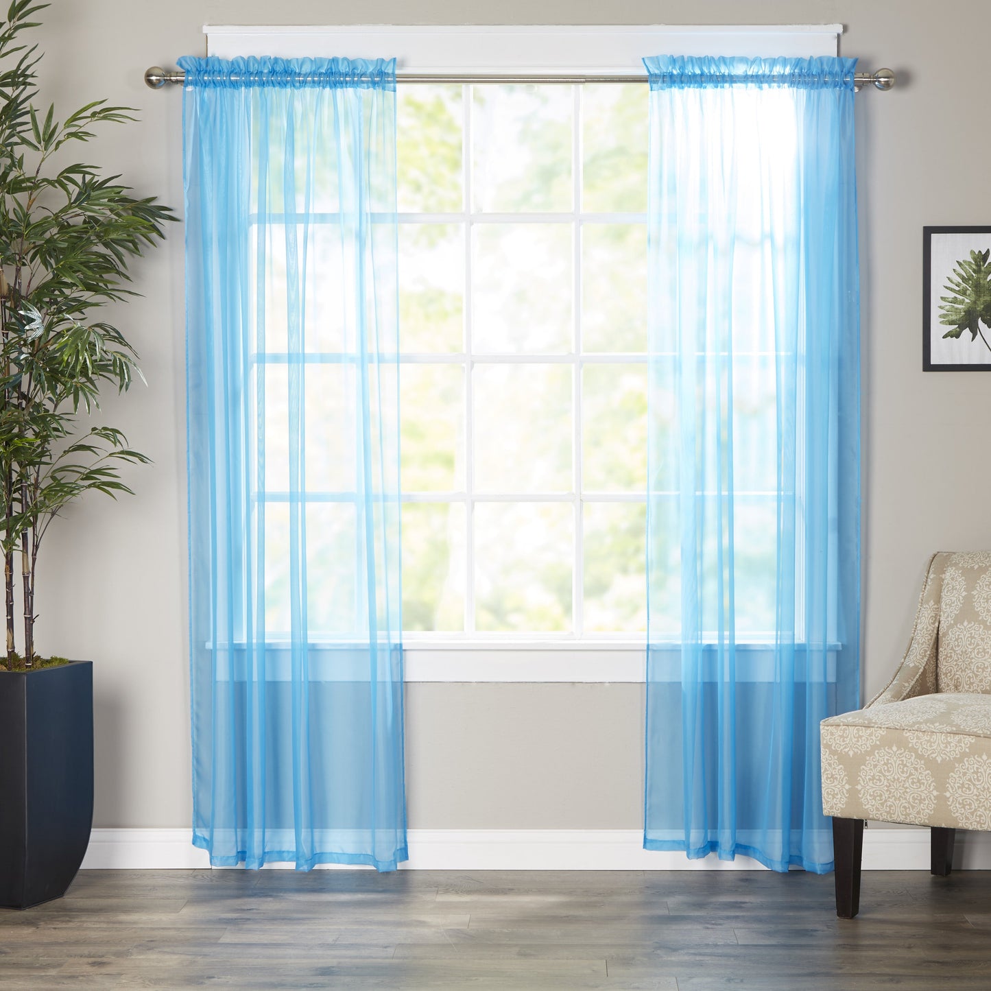 Mocassi 2-Piece Derin Sheer Panel with 2 inch Rod Pocket 60" width X 84" Length