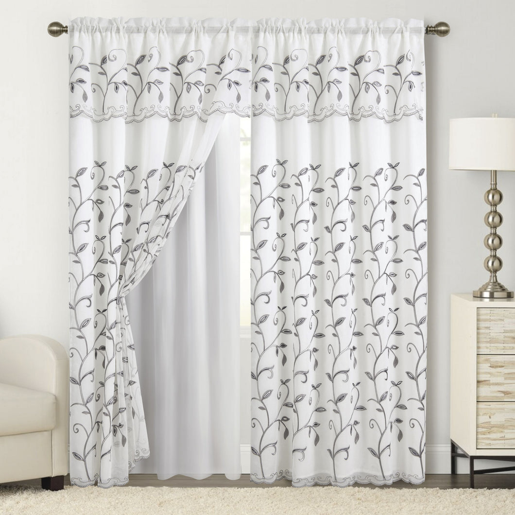 Set of 2 Lucia Curtain Panels  with Attached Valance 54