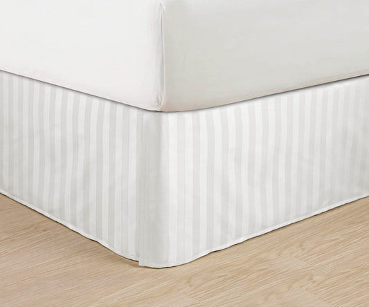 Mocassi 1-Piece  Pleated Tailored 14" Drop Stripe Bed Skirt