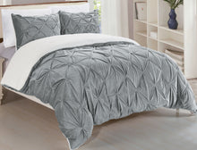 Load image into Gallery viewer, 3 Piece Sherpa Pintuck Pattern Reversible Micro-Suede Comforter
