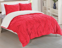 Load image into Gallery viewer, 3 Piece Sherpa Pintuck Pattern Reversible Micro-Suede Comforter
